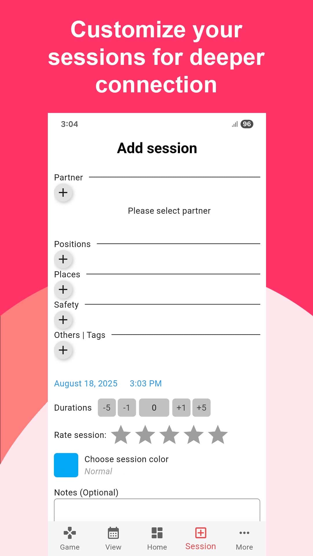 Customize Sessions